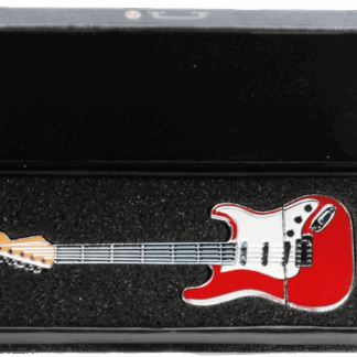MIniature red electric guitar in miniature case